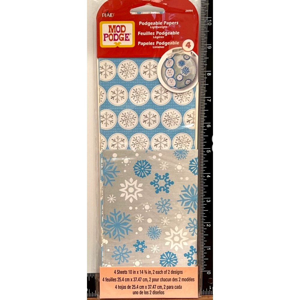 Mod Podge Podgeable Papers Lightweight Christmas Craft Ornament Snowfall 24994